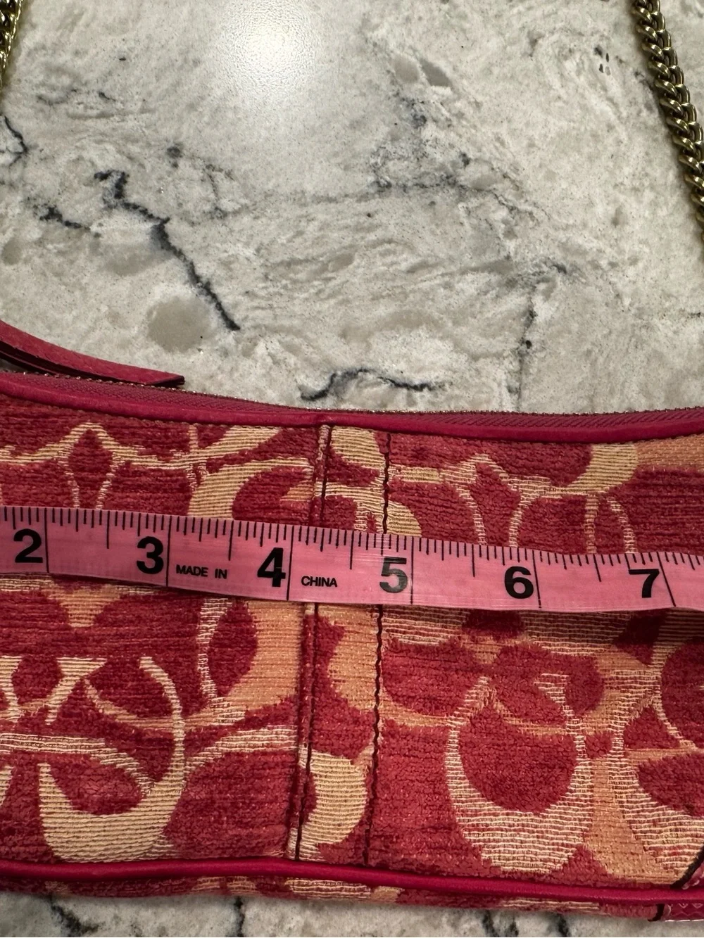 Coach RARE SMALL 8F51 Vintage Y2K Soho Magenta Pink Signature Chenille Baguette